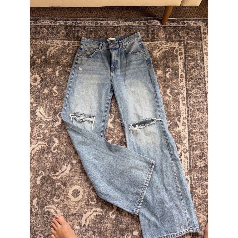 Pull & Bear Light Blue Wide-Leg Denim Jeans. From Spain. Women's Size 6